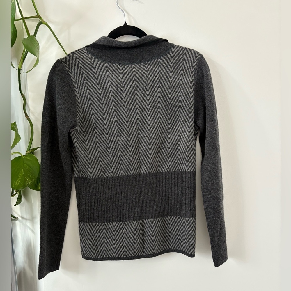 (15)Essentials Gray Chevron Cardigan - Picture 6 of 6